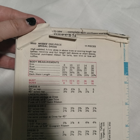 Vtg Wedding Butterick  Dress Sewing Pattern 5660 Size 14, Cut - Picture 6 of 7